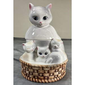 Vintage Mitger Cat and Kittens in a Basket Cookie Jar Benefits Charity